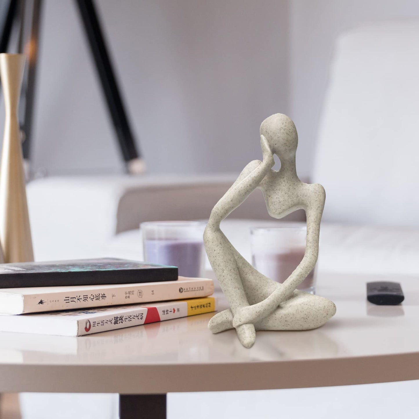 prosfalt Sandstone Resin Thinker Style Abstract Sculpture Statue Collectible Figurines Home Office Bookshelf Desktop Decor(Sandstone - Left Reverie)