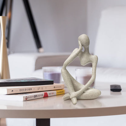 prosfalt Sandstone Resin Thinker Style Abstract Sculpture Statue Collectible Figurines Home Office Bookshelf Desktop Decor(Sandstone - Left Reverie)