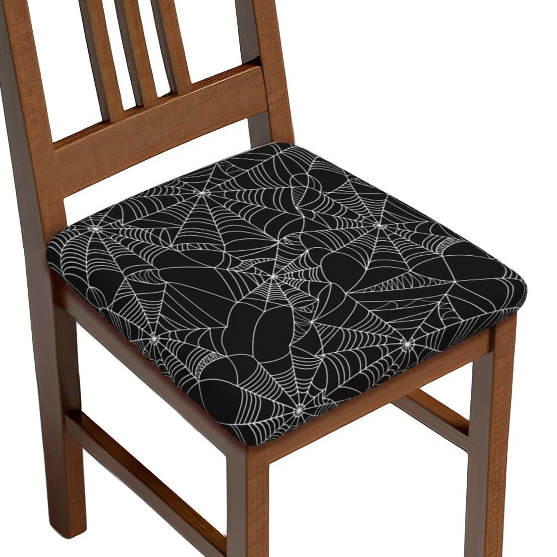 Mouxue Seat Covers for Dining Room Chairs Set of Set of 4, Halloween Spider Web Stretch Chair Seat Covers Cushion Slipcovers for Kitchen Office