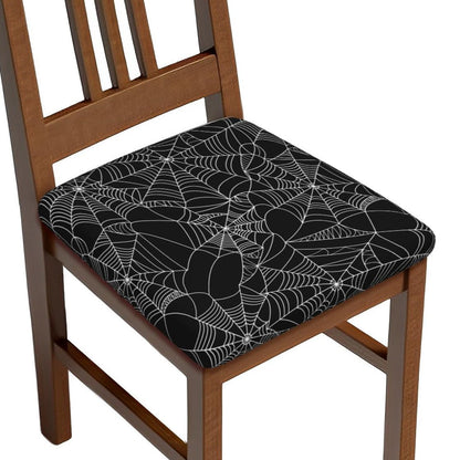 Mouxue Seat Covers for Dining Room Chairs Set of Set of 4, Halloween Spider Web Stretch Chair Seat Covers Cushion Slipcovers for Kitchen Office