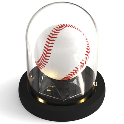 DuvinDD Baseball Display Case with LED Light Base, Glass Dome Cloche Baseball Holder for Golf Ball, Softball, Tennis Ball, Rock Collection, 4.33" D X 4.7" H, Gifts for Christmas