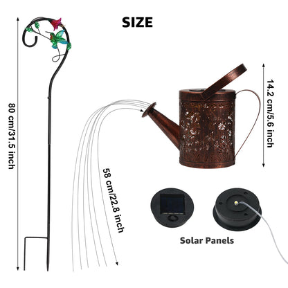 MEBRUDY Solar Garden Decor Lights, IP44 Waterproof Metal Hummingbird Solar Watering Can Lights Outdoor Decor for Yard Pathway Patio Lawn, Gifts for Women Mom Grandma Birthday
