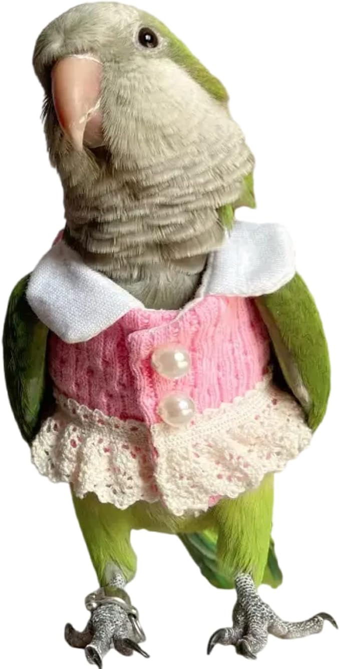 Bird Diaper Flight Suit - Pink Top Bird Clothes Cosplay Photo Prop for Parrots, Lovebirds, Parakeets, Cockatiels & Small Animals (Macaw)