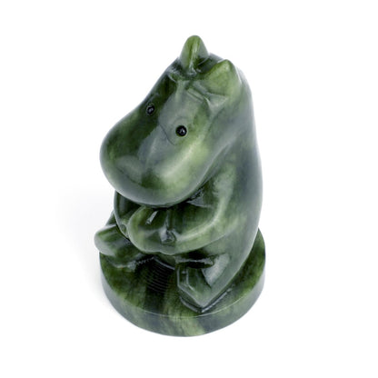 gemshan Hippo Statue, Natural Green Jade Sculpture, Hippopotamus Animal Figurine, Home, Office Desk, Entryway Table Decor