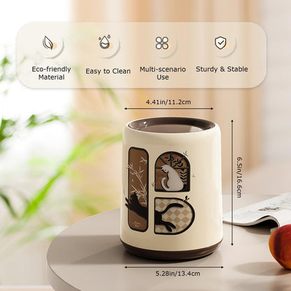 Folemah Vintage Style Desktop Trash Can, Large Capacity Cute Swing Lid Design, Creative Home Office Desktop Trash Bin, Stylish and Tabletop Garbage Can