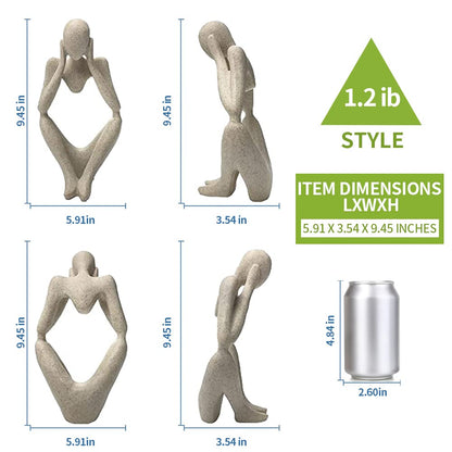 prosfalt Sandstone Resin Thinker Style Abstract Sculpture Statue Collectible Figurines Home Office Bookshelf Desktop Decor(Sandstone - think Deeply)