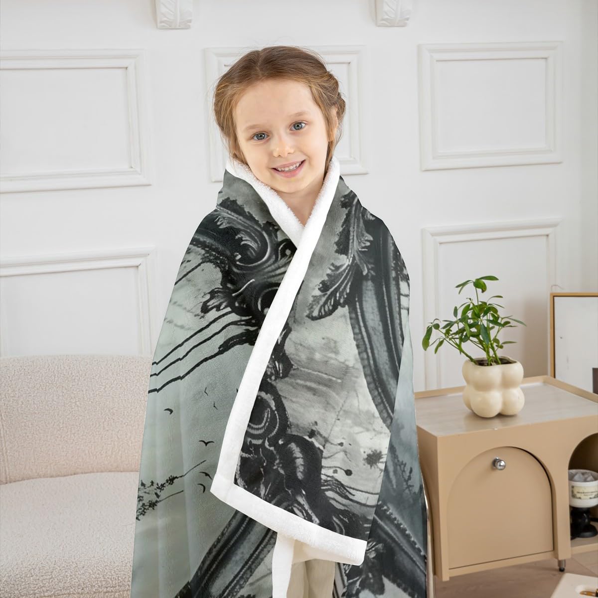 Erosebridal Halloween Crow Fuzzy Plush Throw Black Raven Bird Animal Fleece Blanket Gothic Retro Halloween Sherpa Blanket Woodland Wildlife Crow Decor Throw 50"X60" for Kids Teen Adults Bed Couch