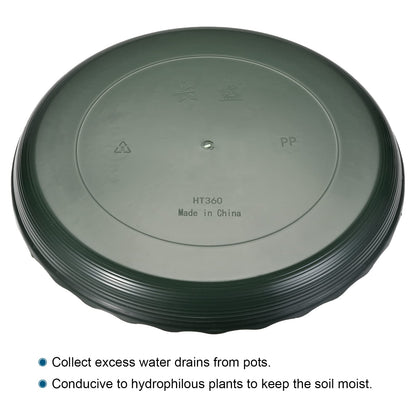 MECCANIXITY Plant Pot Saucer 14" Plastic Waved Round Flower Drip Tray for Indoor Outdoor, Green Pack of 6