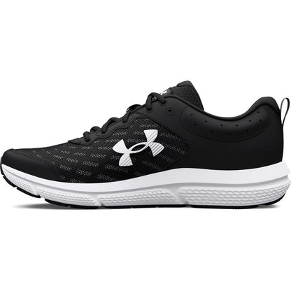 Under Armour Men's Charged Assert 10 Running Shoe, (001) Black/Black/White, 14 XX-Wide