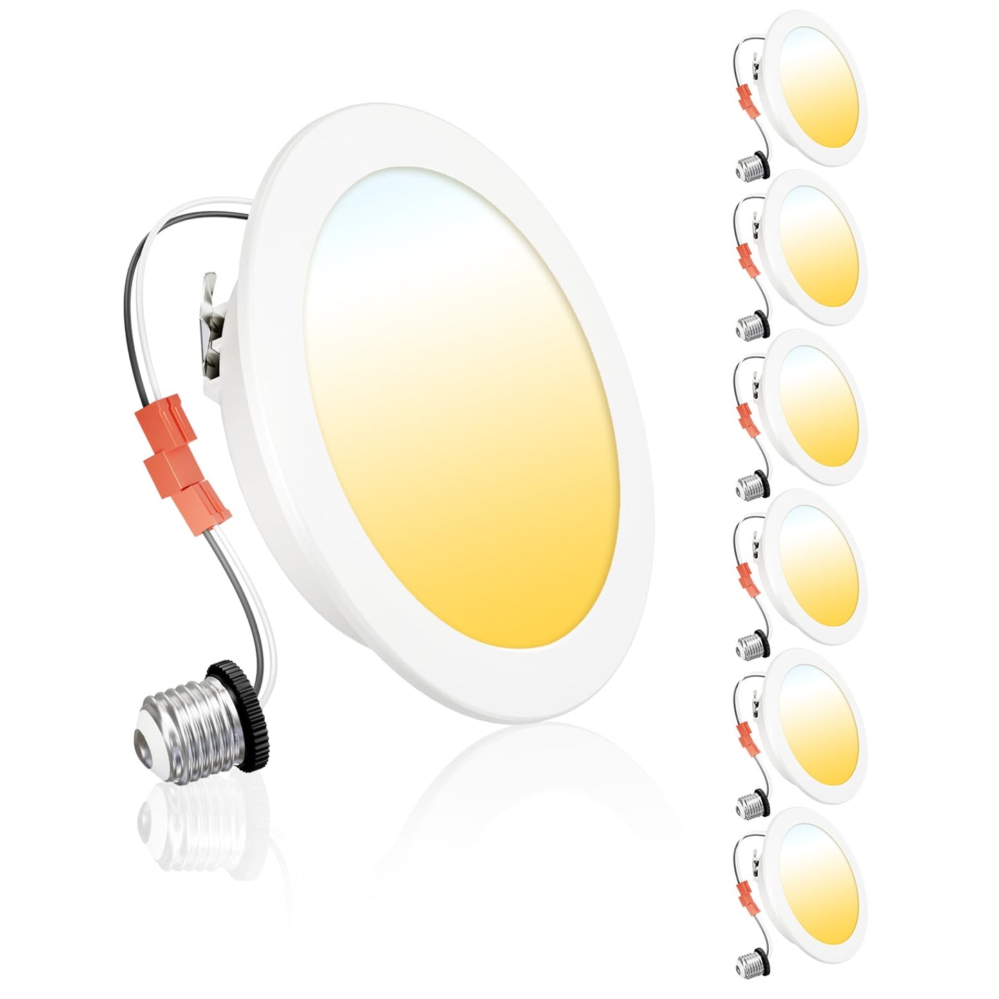 Ensenior 4 Inch LED Can Lights, 6 Pack, Dimmable, 5CCT Color Temperature (2700K-5000K), IC & Damp Rated, Model XY4