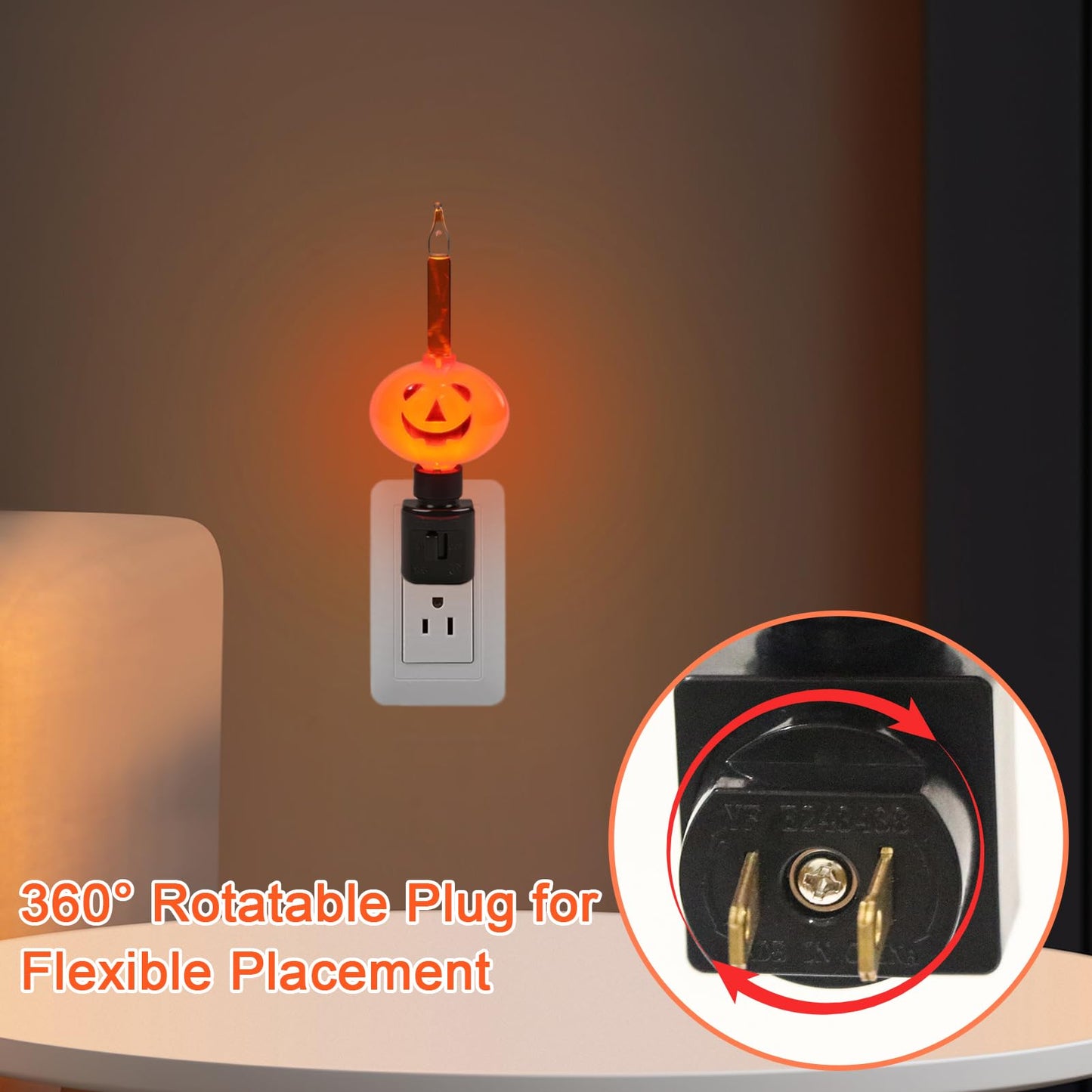 Lasumora Halloween Night Light, Bubble Night Light Plug in LED Pumpkin Jack O' Lantern, Halloween Decor Indoor for Party Gift with Swivel Plug, Bubbling Glitter Bulb, Orange Liquid