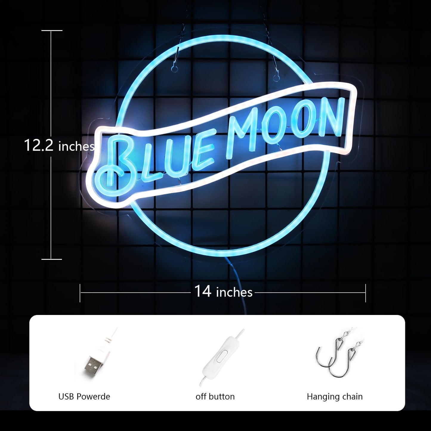 JFLLamp Crs LIGHT Neon Signs for Wall Decor Neon Lights for Bedroom Led Signs Suitable for Man Cave Bar Pub Restaurant Christmas Birthday Party Gift Led Art Wall Decorative Crs Light Bar Sign, 5V Usb Power, 17*11 Inch(Azure+red+white）