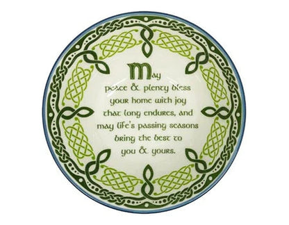 Royal Tara Irish Ceramic Blessing Bowl Shamrock Celtic Knotwork Kitchenware Gift Serving Soups Stews Salads Bone China Mixing Bowl for Kitchen (Ceramic, Blue-May the Road Rise Blessing 5.5")
