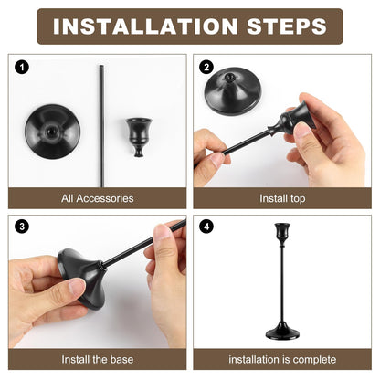 Tunyet Candlestick Holders, 6PCS Metal Taper Candle Holder, Black Candle Holders for Candlesticks, Candle Holder for Wedding Fireplace Mantel Housewarming Gift