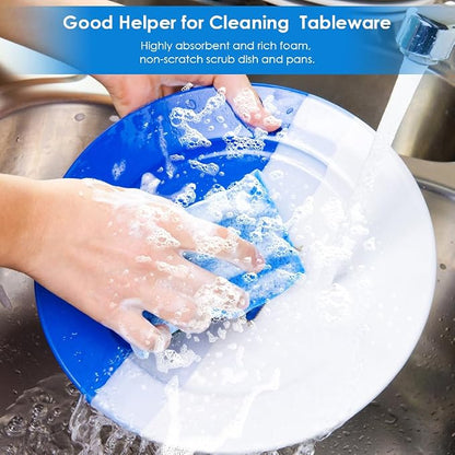 8PCS Blue Dish Washing Kitchen Sponge, Compressed Pack, Save Space | Non Scratch Scrub Sponge, Compressed to Save Space, Sponges for Cleaning Kitchen and Bathroom, Cleans Quickly and Well