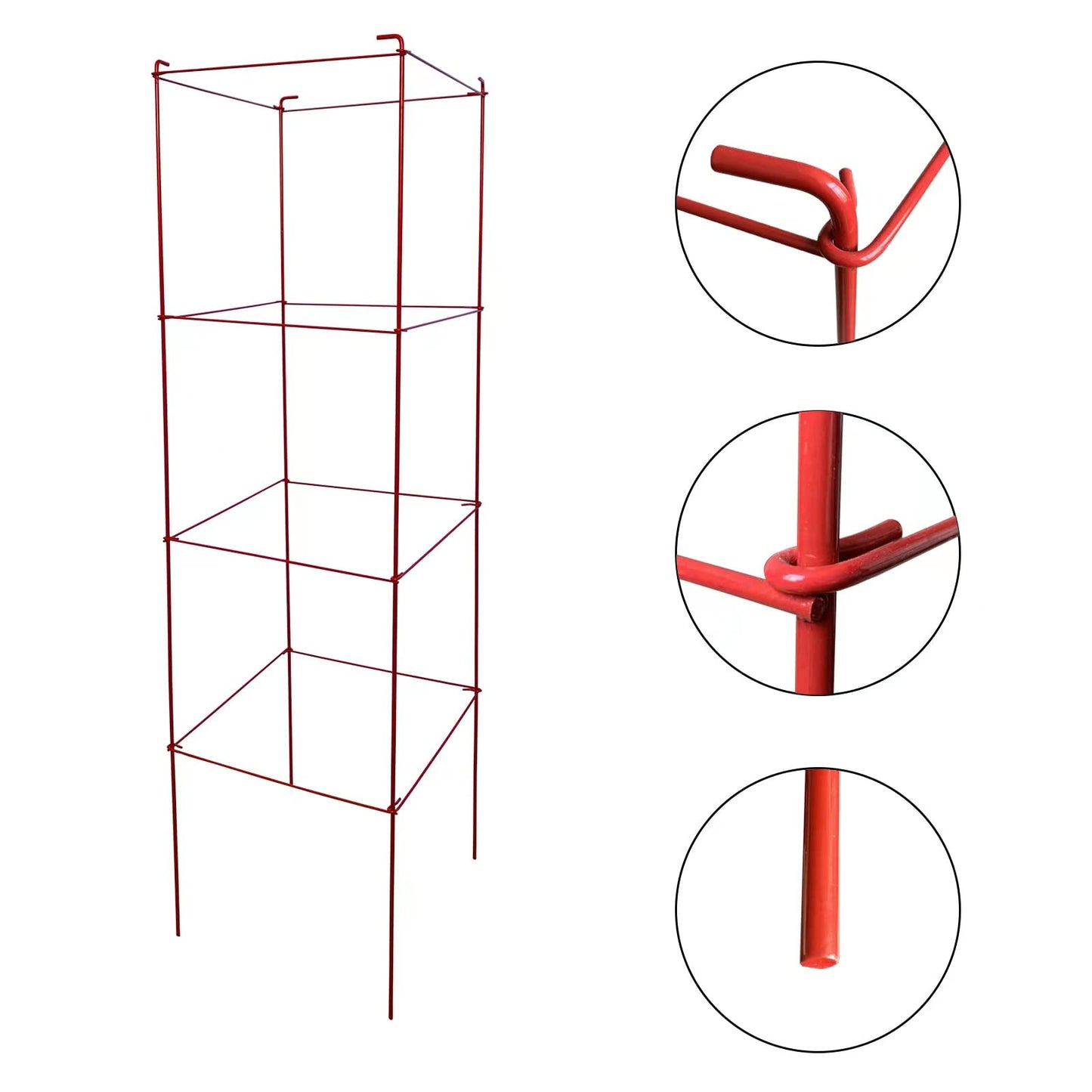 Thealyn Tomato Cages 6 Packs 46 Inch (H) Plant Stand with 164 Feet Twist Ties, Heavy Duty Garden Plants Support for Tomatoes, Cucumber, and Other Climbing Plants (Red)