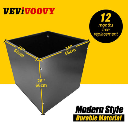 VEVIVOOVY Heavy Duty Steel Planter Box (16"x16"x16"),Square Tall Planter Modern Detached for Indoor & Outdoor Planters Cube,Black Flower Plant Pot for Commercial Residential for Patio Deck & Backyard