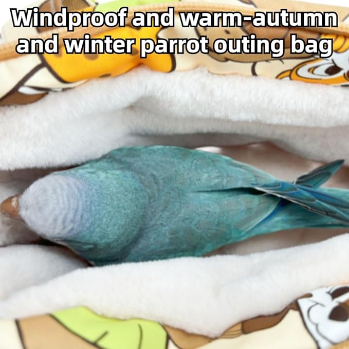 Warm Bird Carrier Bag for Winter Shoulder/Hand Bag Outdoor Portable Travel Carrier with Air Holes for Parakeets Lovebirds Conures Quarkes Caique (Yellow,Large)