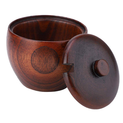 TOPINCN Solid Wood Jar Sugar Bowl, Salt Seasoning Box Japanese Style with Spoon and Lid, Kitchen Storage Container for Sugar Salt