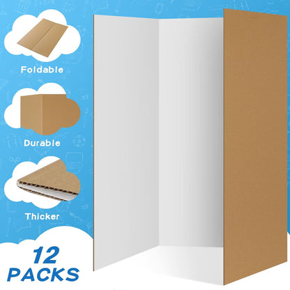 VinTS 12PCS Trifold Poster Board 36" x 48" White Trifold Display Boards,Large&Sturdy Foldable Poster Board for School Projects, Science Fair,Business Presentations,Exhibitions, Event Displays
