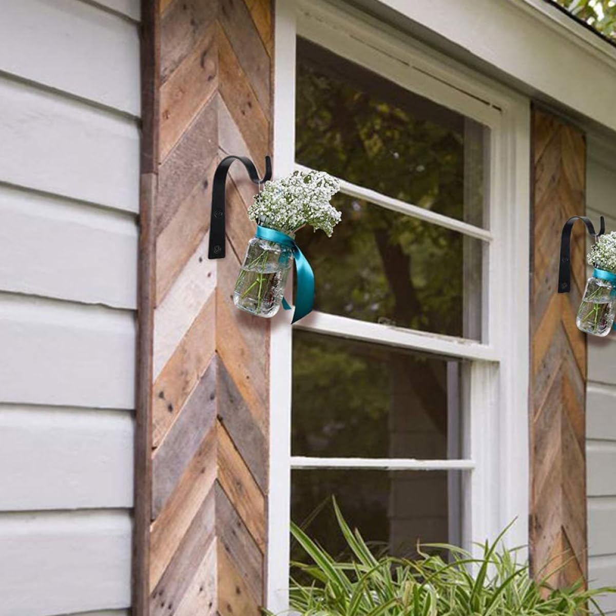 PHENOFICE 6pcs Wall-Mounted Wrought Iron Flower Basket Hooks for Outdoor Plant Hanging Heavy Duty Bracket Holders for Bird Feeders and Flower Pots