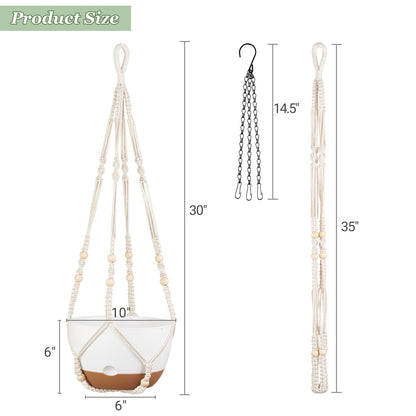 Mkono Set of 3-10 Inch Hanging Planters for Indoor Plants with Self Watering, Outdoor Hanging Plant Pot with Macrame Plant Hangers, 2 Kinds Hanging Basket for Garden Home Ceiling Window Decor