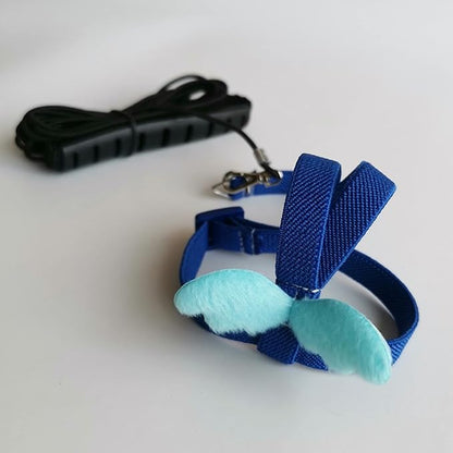 Pet Parrot Bird Harness Leash Adjustable Bird Flying Harness Traction Rope with Cute for Parrots Budgerigar Lovebird Cockatiel Mynah Outdoor Training Toy (Mynah,Blue)