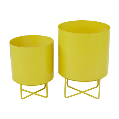 CosmoLiving by Cosmopolitan Metal Planter, Set of 2 16", 13"H, Yellow
