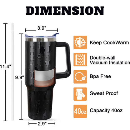 sxmluedn Black Cat Gifts Goth Gift Gothic Halloween Tumbler 40 Oz 3d-Printed Cats Cup For Women Men Travel Mug with Handle Lid and Straw