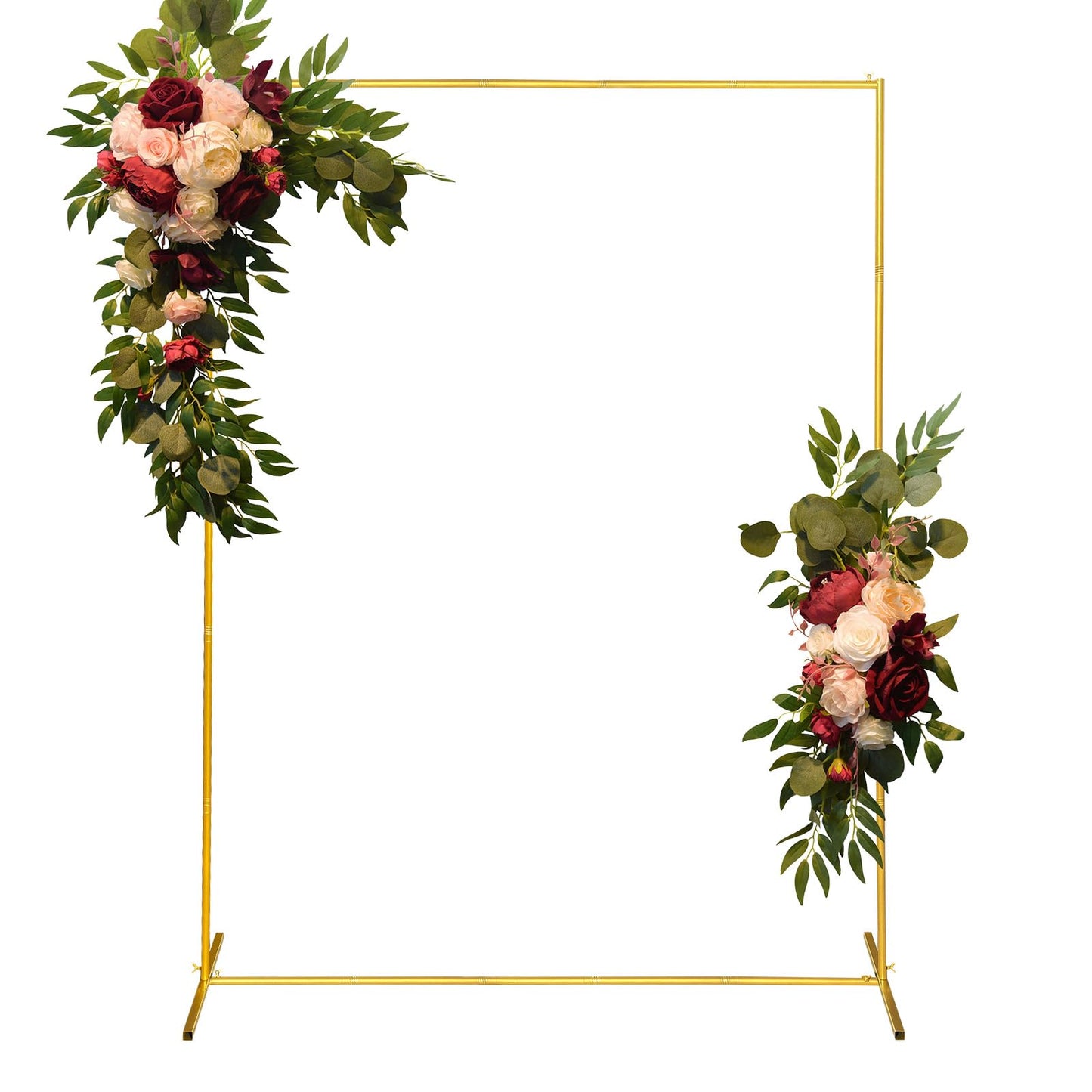 CHUN QIANG CAI DESIGN Metal Wedding Arch Backdrop Stand 6.6x5 FT Gold Square Balloon Arch Frame for Wedding, Birthday Party, Baby Shower Ceremony Decoration