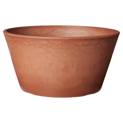 PSW Pot Collection TD25TC Plastic/Stone/Wood Composite Shallow Bulb Pan - No Drainage Hole (Drillable), Planter for Succulents, Bonsai, Fairy Gardens, Herbs, 10-inch, Terra Cotta Color