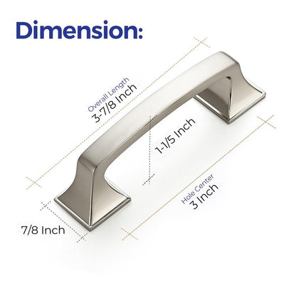 Ravinte 30 Pack Solid 3" Square Foot Arch Pulls Kitchen Cabinet Handles Brushed Nickel Pulls Silver Dresser Kitchen Cupboard Hardware Handles for Cabinets Cupboard Drawers