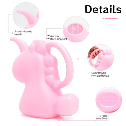 XXXFLOWER Unicorns Indoor Watering Can, 1 L Cute Animal Water Cans, Novelty Unicorns Shape Watering Pot for Office House Indoor Garden（Pink）