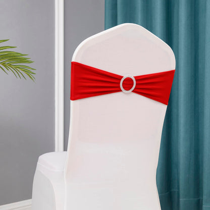 Tosnail 50 Pack Spandex Chair Sashes Wedding Chair Decoration Party Chairs Covers - Red