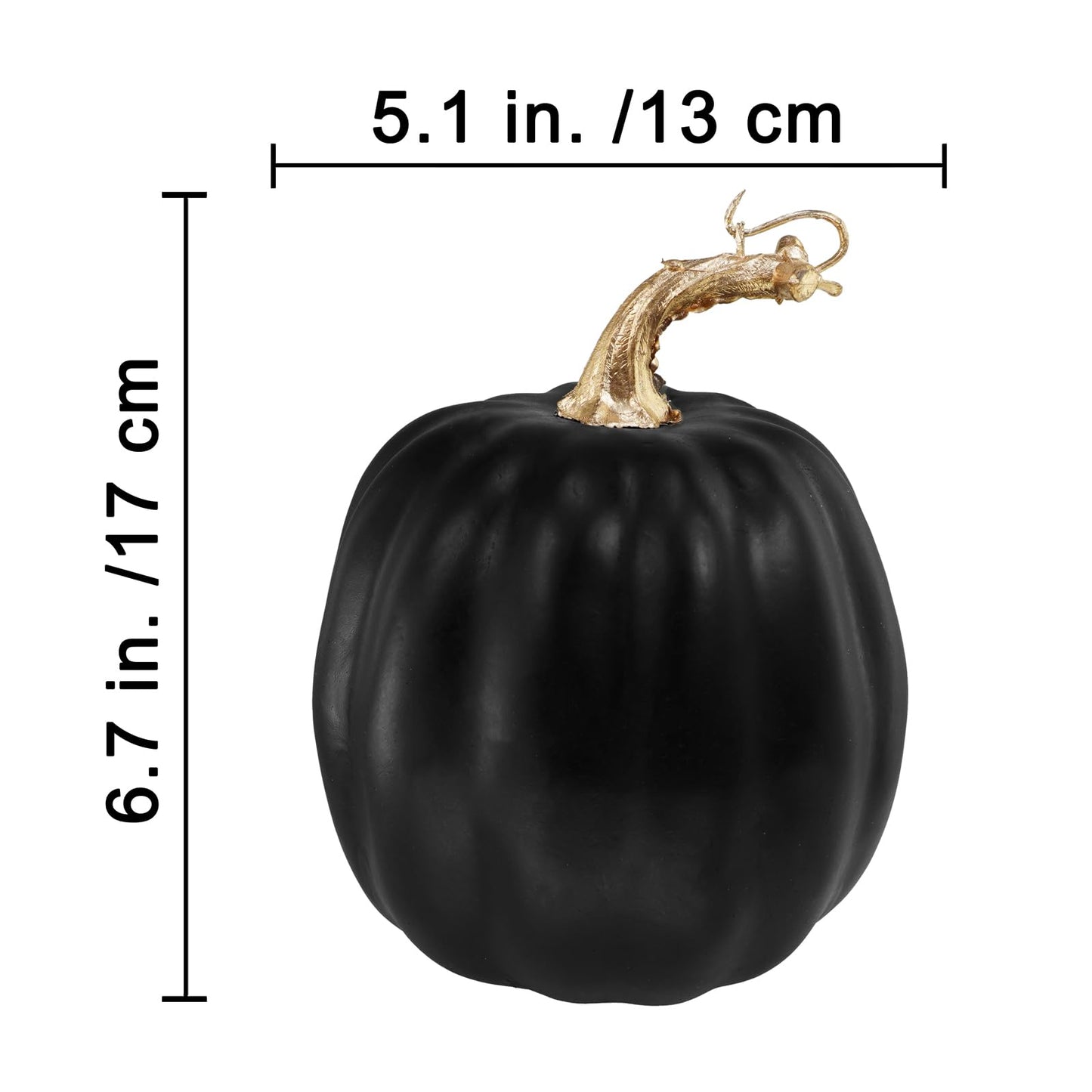 Winlyn 4 Pcs Black Artificial Pumpkins Halloween Pumpkins Faux Decorative Foam Pumpkins 6.7" Tall for Fall Autumn Home Halloween Party Thanksgiving Holiday Tabletop Centerpiece Mantel Shelf Décor