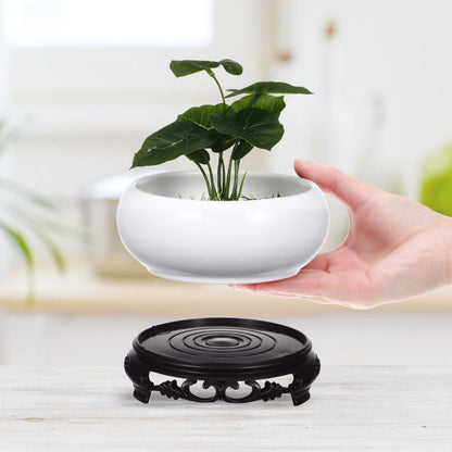 INOOMP 6.29 Inch Porcelain Hydroponic Planter Pot with Stable Base Ceramic Flower Pot for Indoor Outdoor Lotus Bowl Water Lily Plant Decoration