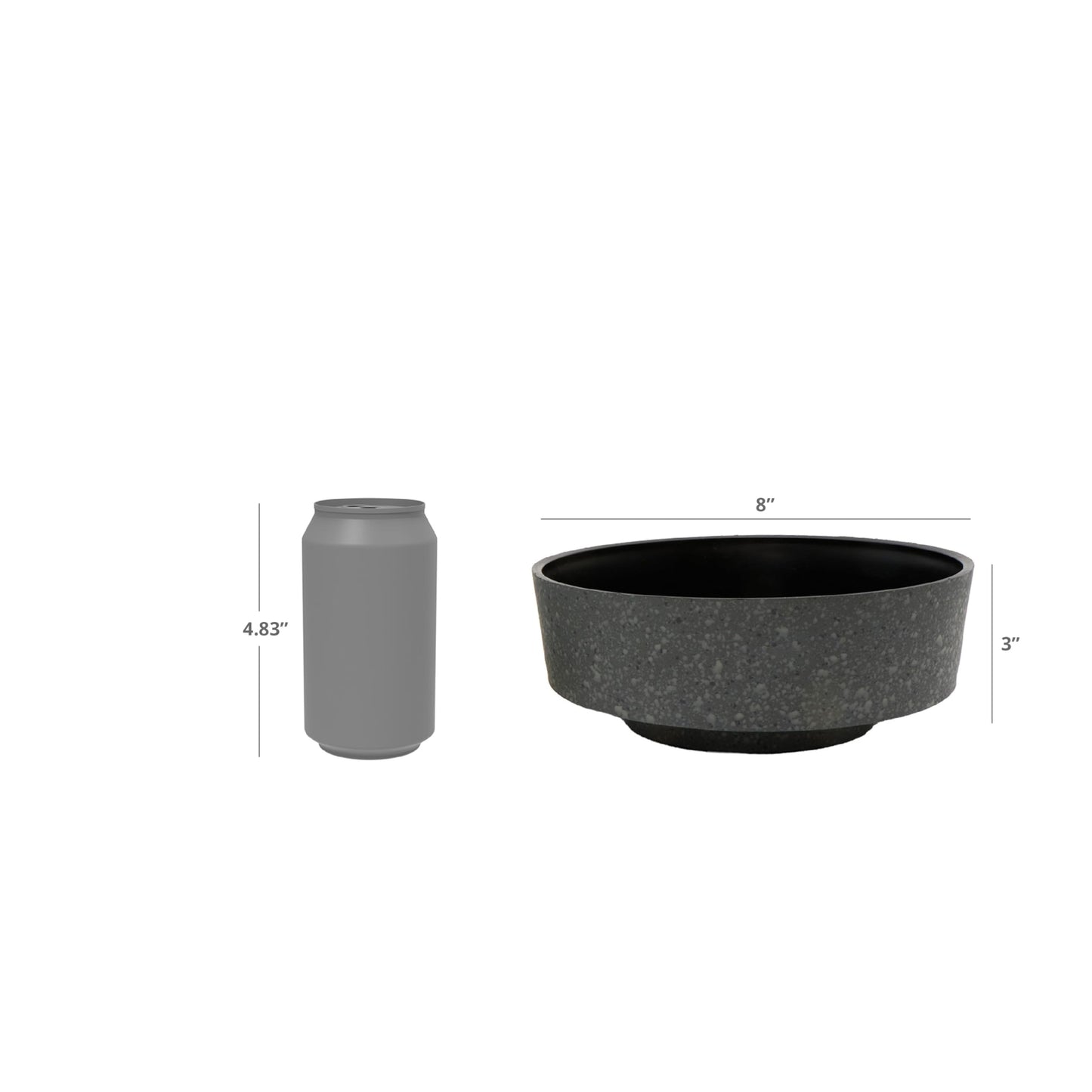 The HC Companies 8 Inch Round Plastic Succulent Capri Bowl 8"x8"x3" in Faux Concrete Color