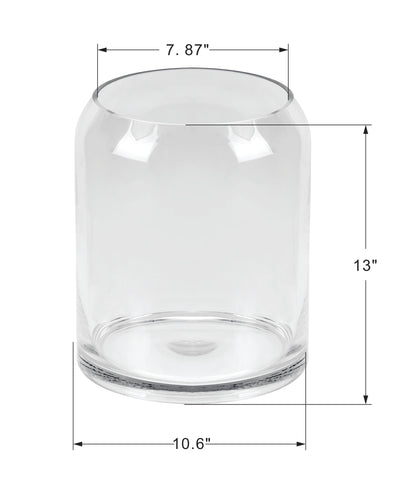 13" High 10.6" Wide Large Handmade Clear Modern Glass Vase, Glass Flower Vase, Scandinavian Glass Vase, Glass Container, Glass Terrarium, Hurricane, Fish Bowl, Centerpiece (Clear, 10.6"x13")