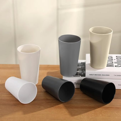 24 Pcs Unbreakable Plastic Cups Set, 14 oz Reusable Plastic Cups, Stackable Water Tumblers, Drinking Cup for Kitchen, Outdoor, BPA-free, Dishwasher Refrigerator and Microwave Safe (14 oz, 6 Colors)