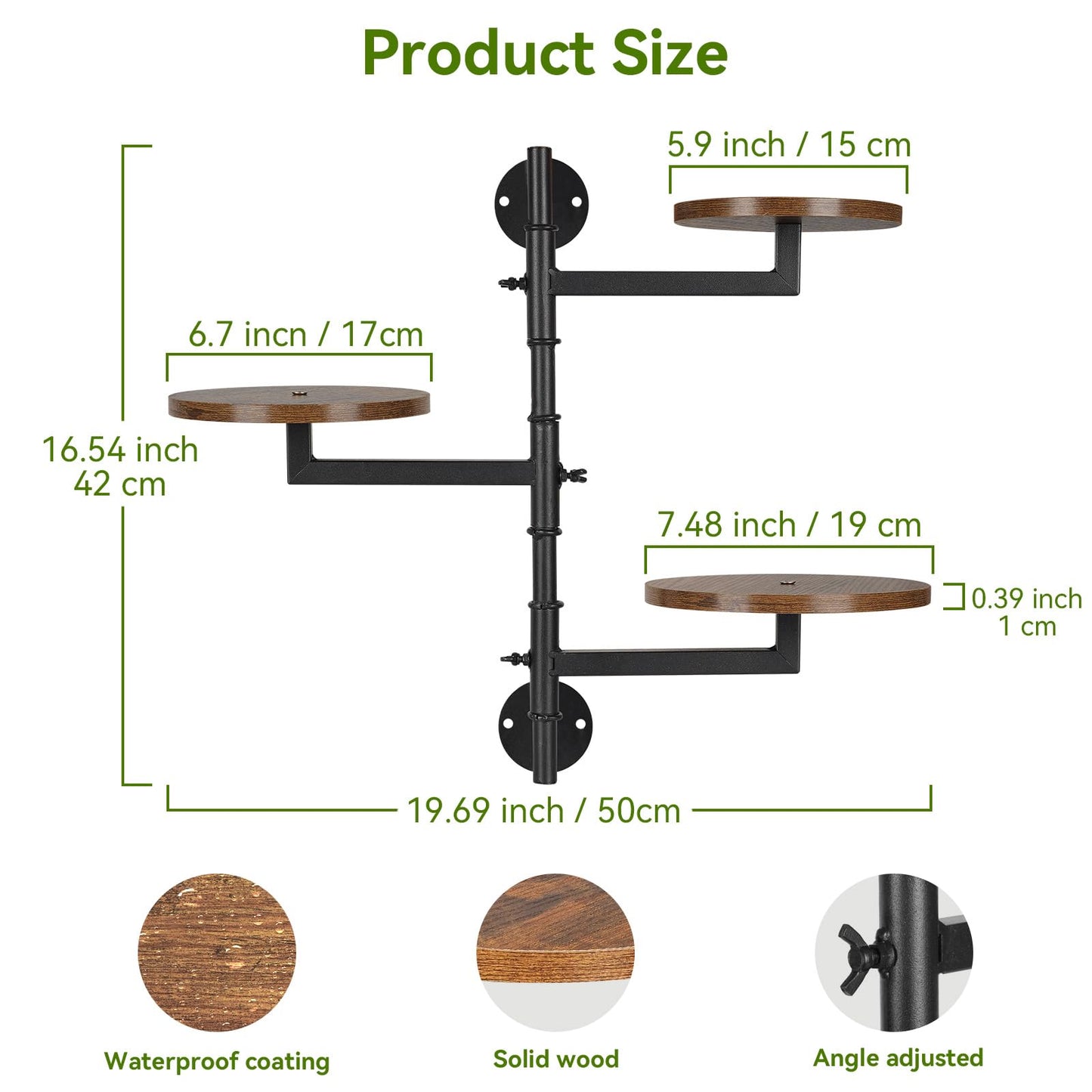YENGOTH Wooden Rotatable Window Sill Plant Stand, 3 Tier Wall Plant Holder, 180 Degree Rotating Plant Rack, Mid-Century Wooden Style Plant Stand for Indoor and Outdoor Decoration (black)