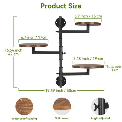 YENGOTH Wooden Rotatable Window Sill Plant Stand, 3 Tier Wall Plant Holder, 180 Degree Rotating Plant Rack, Mid-Century Wooden Style Plant Stand for Indoor and Outdoor Decoration (black)