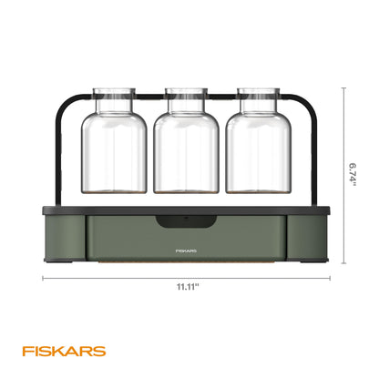 Fiskars Plant Propagation Station, Glass Test Tube Vases for Rooting Cuttings w/Metal Rack & Storage Drawer, Hydroponic System for Indoor Gardening Decor, Straight Sided Flutes for Easy Root Removal