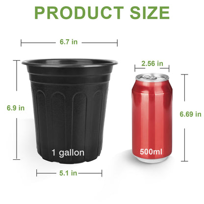 GroTheory 100 Pack 1 Gallon Nursery Pots, 6.7 Inch Plastic Pots for Plants, Plastic Flower Pots, Plant Pot, Seedling Pots for Potting, Seed, Succulent, Planting Pots with Plant Labels