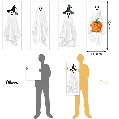 JarThenaAMCS Extra Large Halloween Window Clings Ghost Witch Hat Pumpkin Window Stickers Double-Sided Glass Decals for Home Classroom Office Party Decoration, 4 Sheets