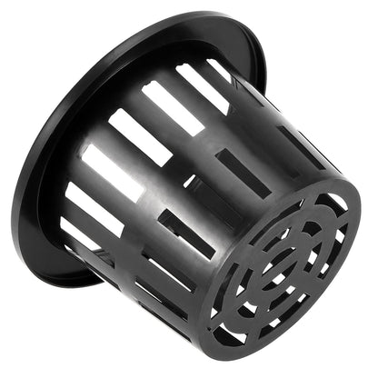 SEHOI 70 Pack 4 Inch Net Pot, Garden Slotted Mesh Net Cups with Wide Lip, Plastic Black Gutter Hydroponic Slotted Mesh Cup for Hydroponics Plant, Flower, Orchid