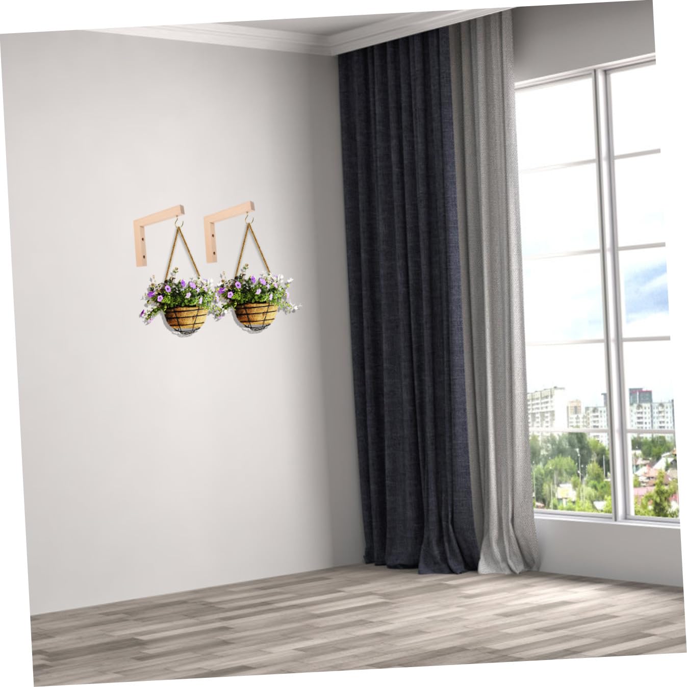 Luxshiny 2pcs Wooden Wall Plant Hooks for Hanging Flower Pot Brackets and Bird Feeder Hangers, Outdoor Garden Hanging Bracket for Wind Chimes and Lanterns