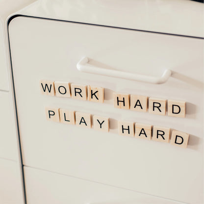 Stiles 100 Piece Magnetic Wooden Letter Tiles - Alphabet Magnets for Whiteboards, Refrigerators & Magnetic Letter Boards - Changeable Letters for Craft & Announcements, White
