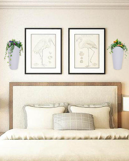 vensovo 12 Inches Galvanized Wall Planters - 2 Packs Metal Tin Vases for Flowers Indoors, Farmhouse Hanging Planter Tall Flower Holder for Country Decor Outdoors, White