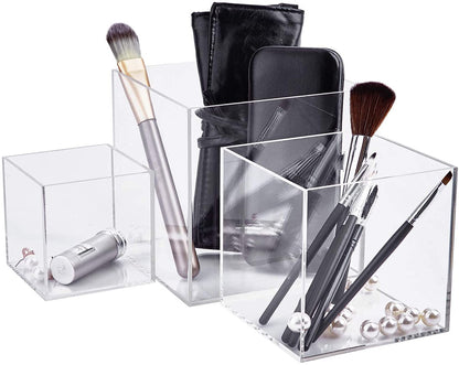 Clisela 3pcs Acrylic Cube Display Stands Box Risers with Hollow Bottoms, Food Risers for Buffet Table, Decorative Display Stand Shelf for Dessert Collectibles Jewelry Figures Show - Clear 3" 4" 5"