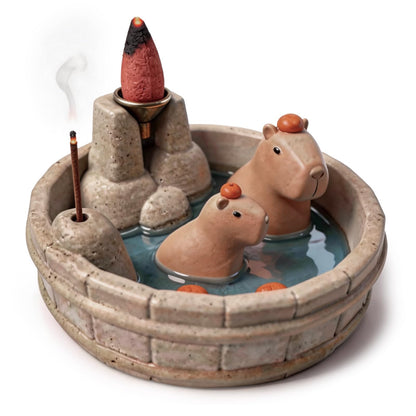 Capybara Backflow Incense Burner, Cute Ceramic Backflow Incense Holder,Perfect for Home and Office Settings, Making it an Ideal Choice for Personal use or Gifting.